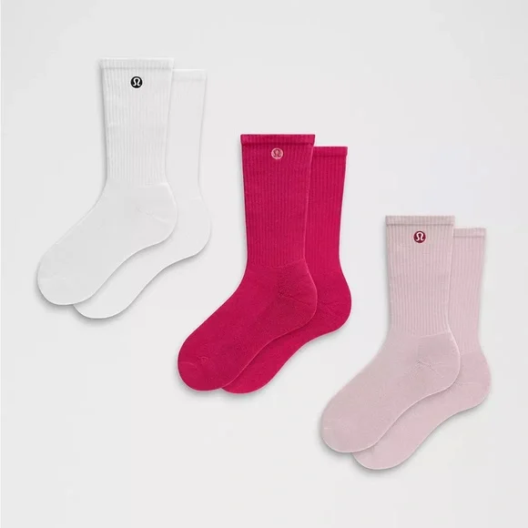 Lululemon Unisex Daily Essential Crew Socks 3 Pack - Picture 1 of 7